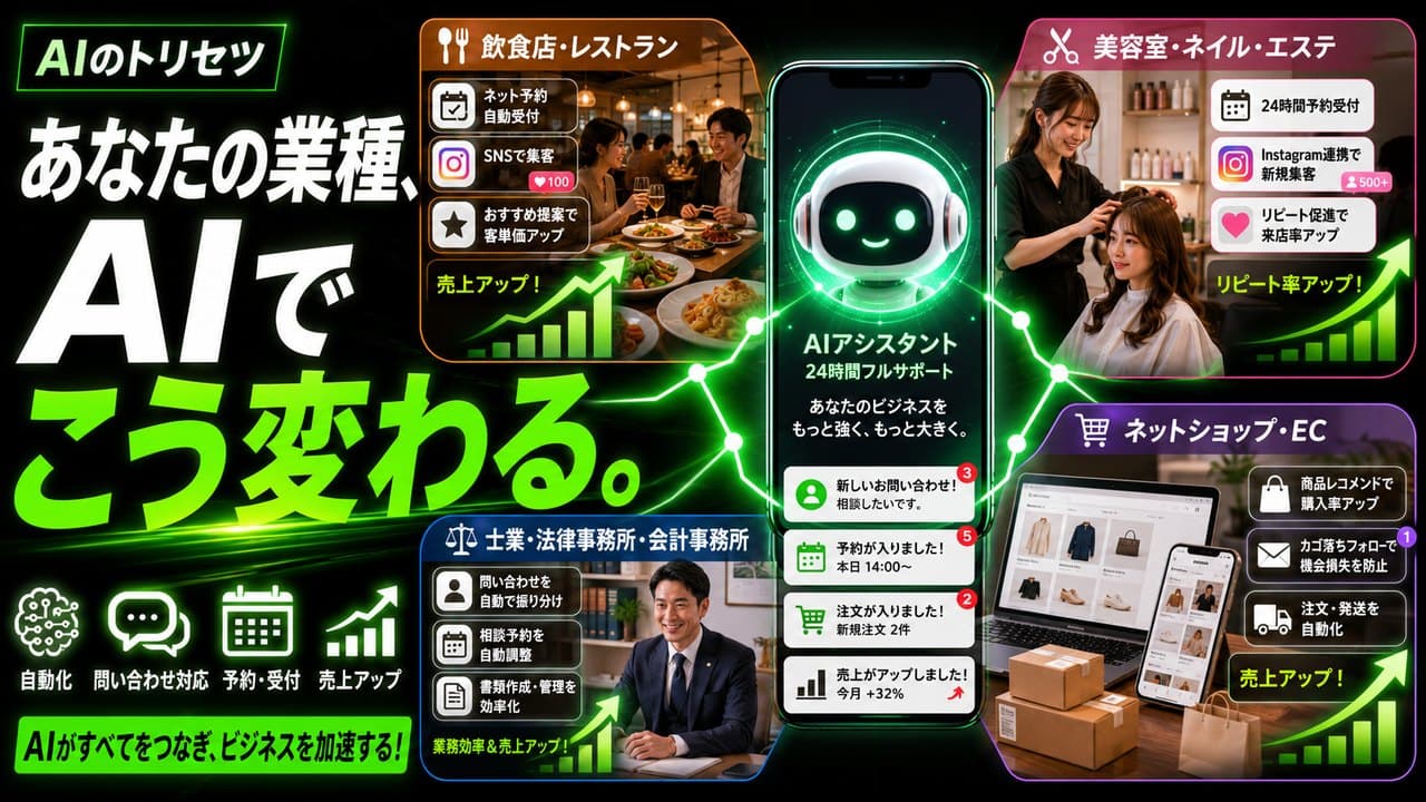 業種別AIでできること事例集:飲食・美容・士業・ネットショップが変わる